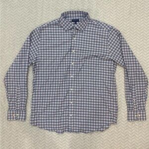 Men's Peter Millar Crown Crafted Long Sleeve Button Down Gingham Blue Size XL